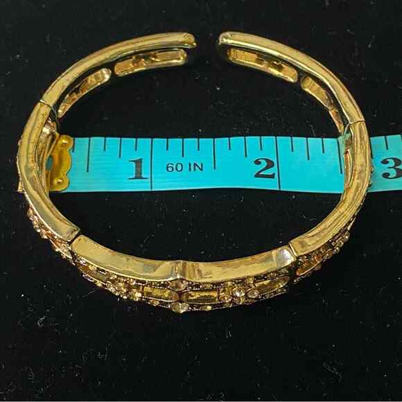 Monet Demi Parure Crystal Pave Rhinestone Earrings & Clamper Cuff Bracelet - Picture 3 of 4